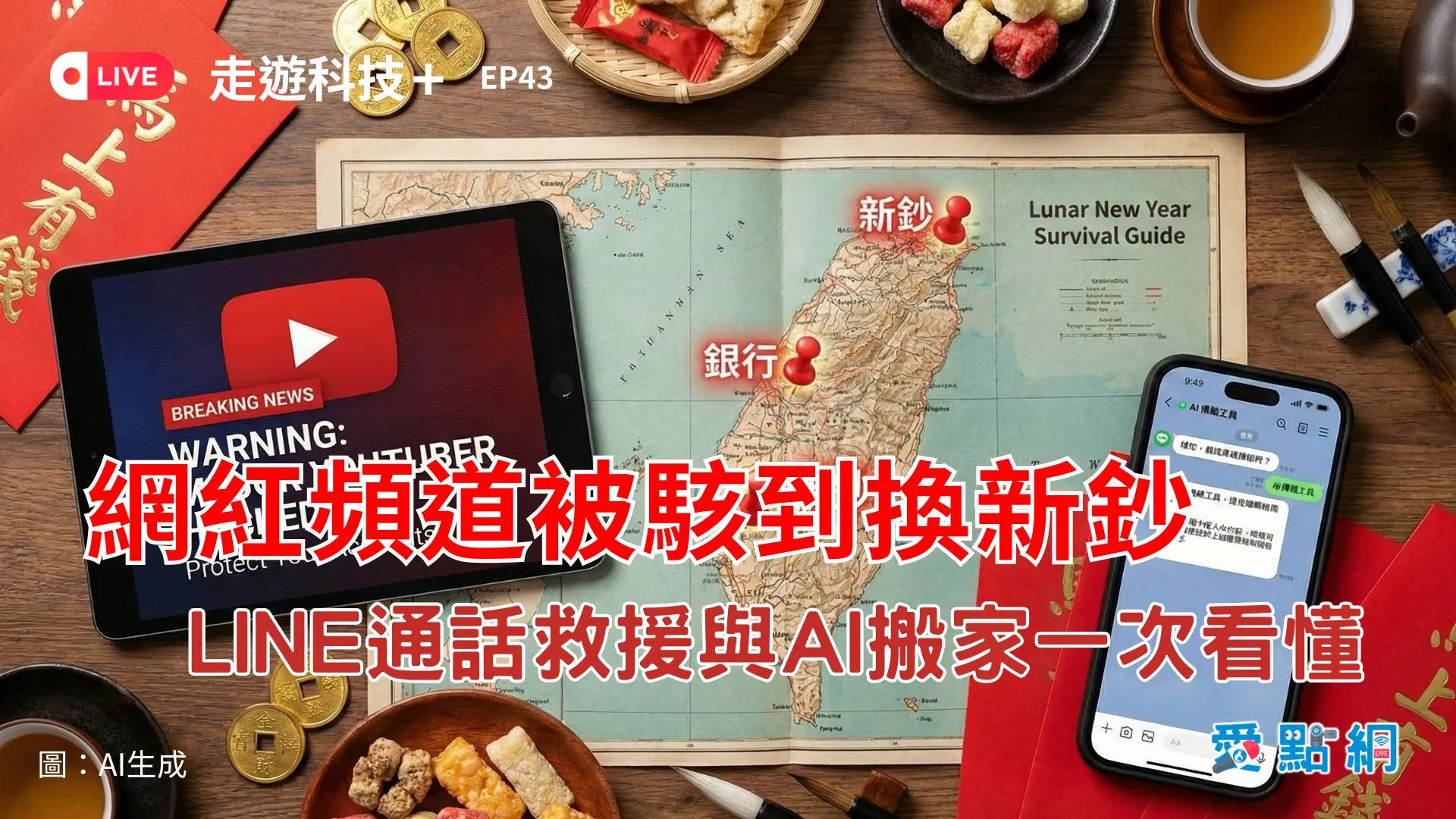 走遊科技+ Ep43｜網紅頻道被駭到換新鈔、LINE 通話救援與 AI 搬家一次看懂