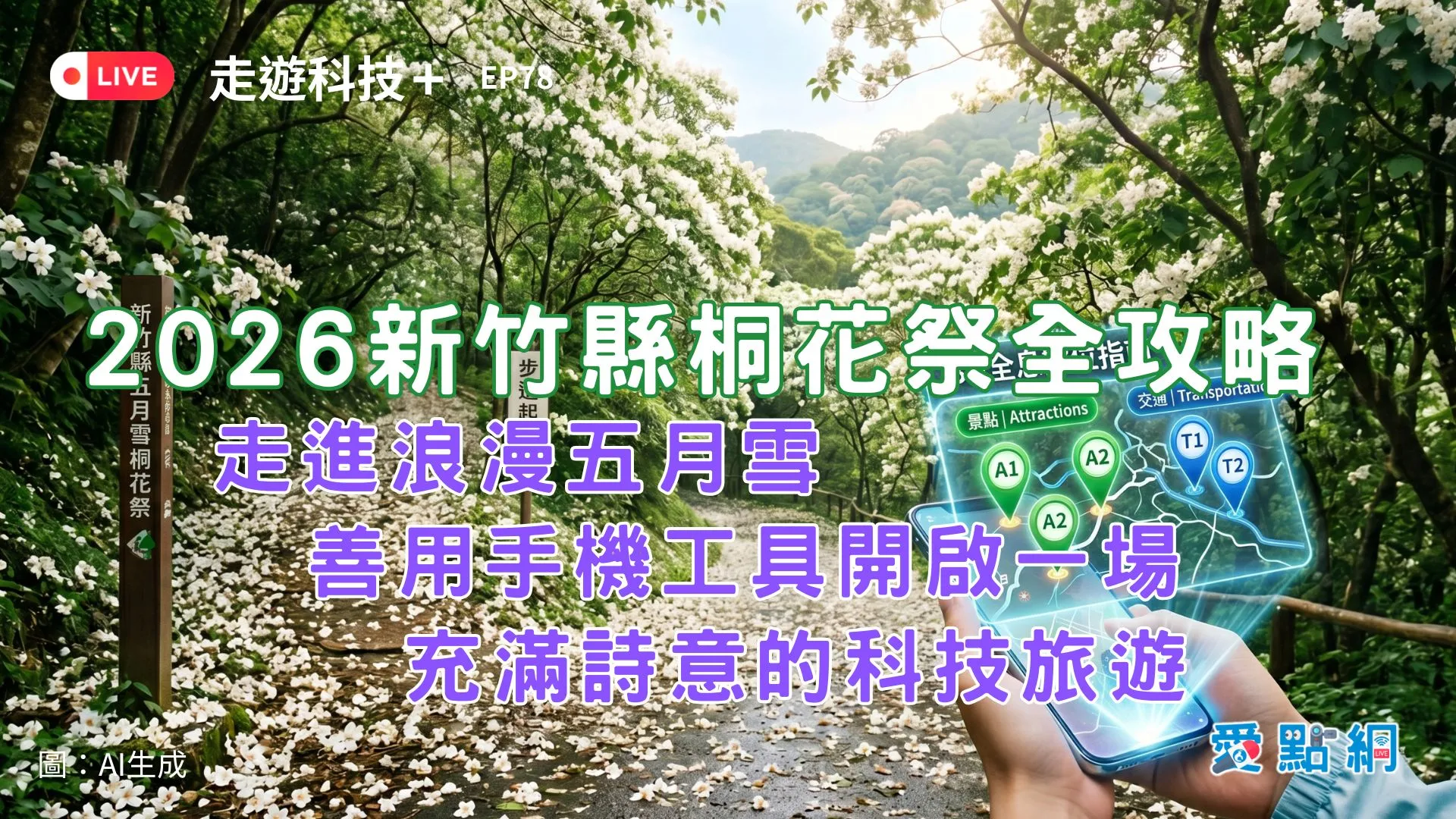 走遊科技+ Ep78｜2026 新竹縣桐花祭全攻略 走進浪漫五月雪  善用手機工具開啟一場充滿詩意的科技旅遊