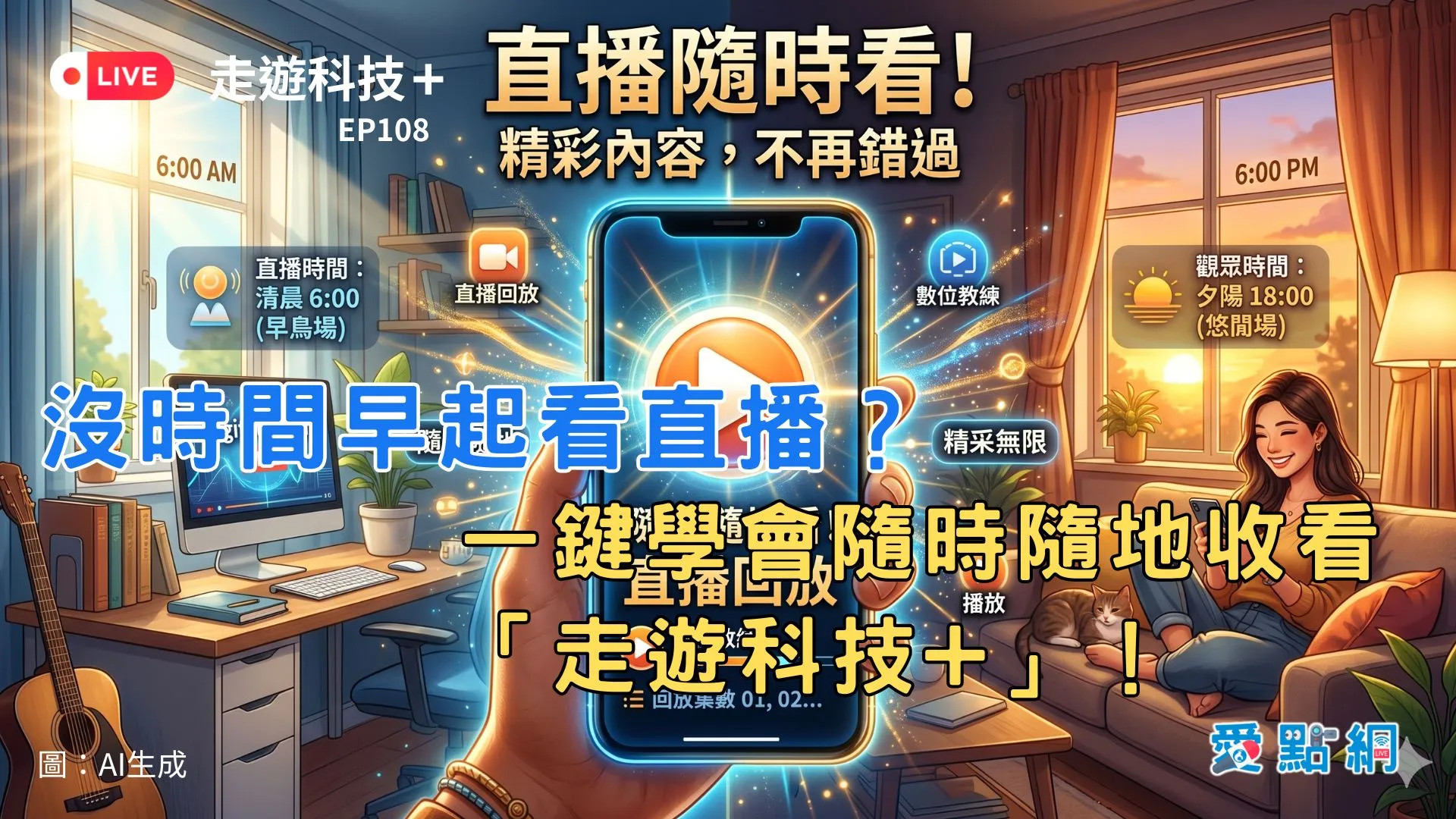 走遊科技+ Ep108｜沒時間早起看直播？一鍵學會隨時隨地收看「走遊科技+」！